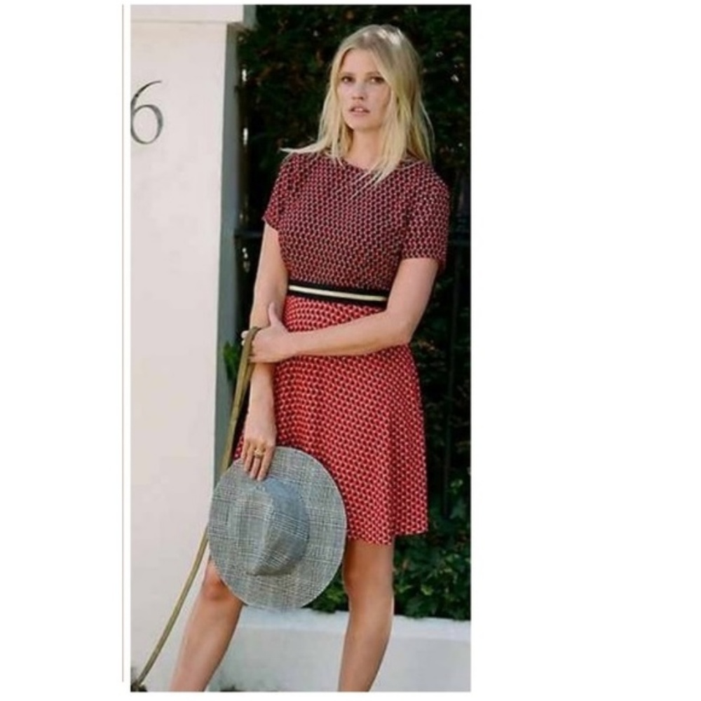 Anthropologie Amici Colorblocked Dress new with tag red color size 10